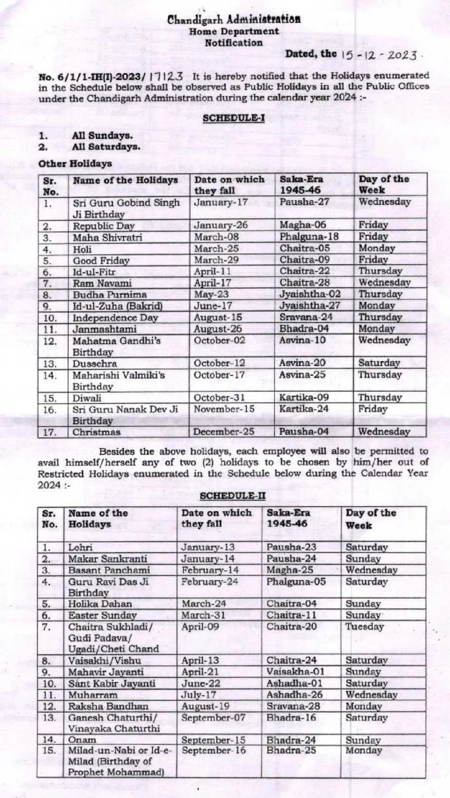 Chandigarh Administration Calendar 2024 1PDF