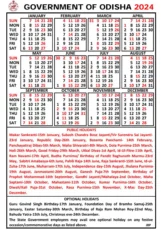Odisha Govt Calendar 2024