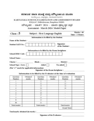 5th Std Model Question Paper English Medium