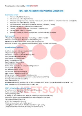 CSC TEC Exam Questions and Answers