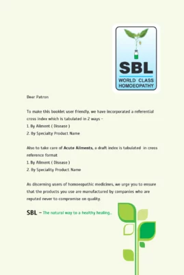 SBL Homeopathy Products List
