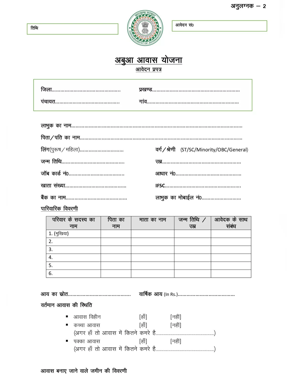 ABUA Awas Yojana Form