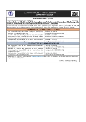 AIIMS Paramedical Application Form 2024