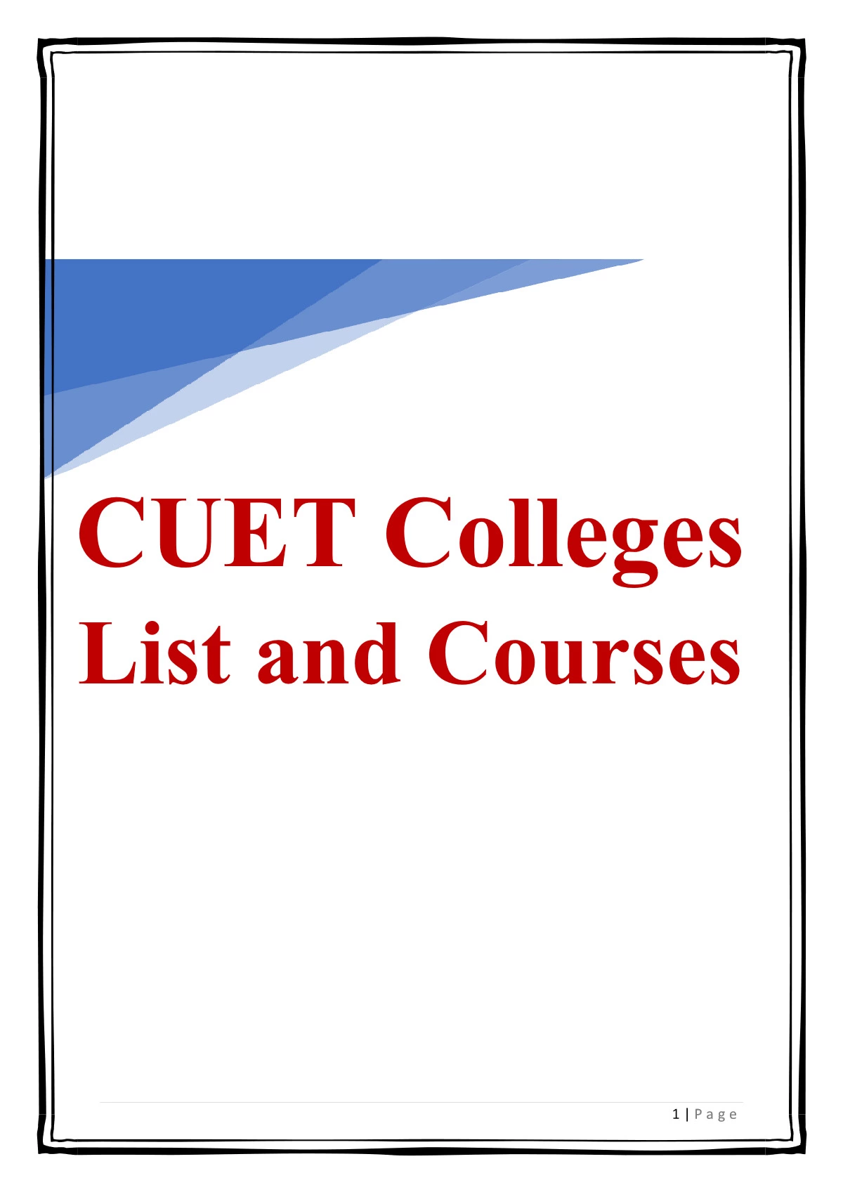 CUET Colleges List and Courses