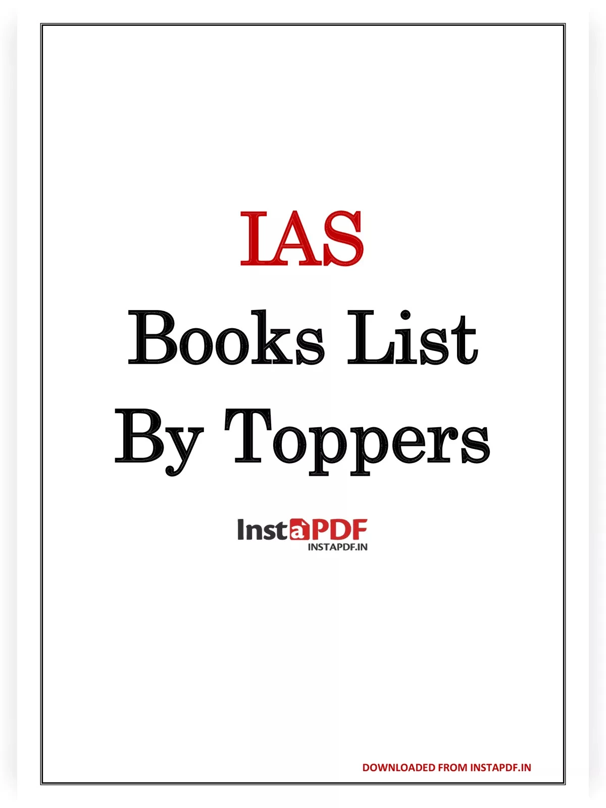 IAS Books List By Toppers