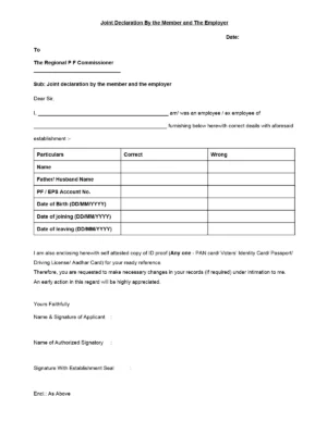 New PF Joint Declaration Form