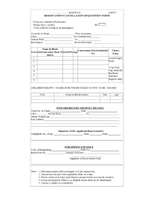 Indian Railway Reservation Form