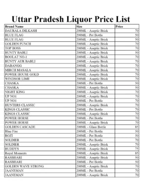 Uttar Pradesh Liquor Price List 2024