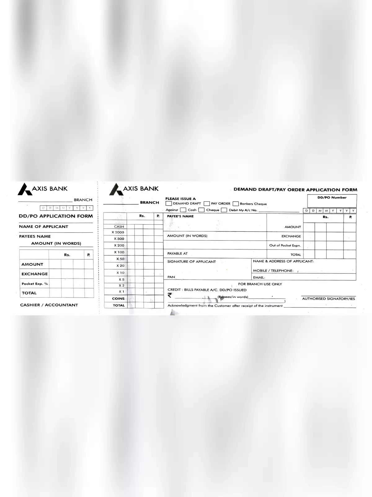 Axis Bank Demand Draft Form - 1PDF