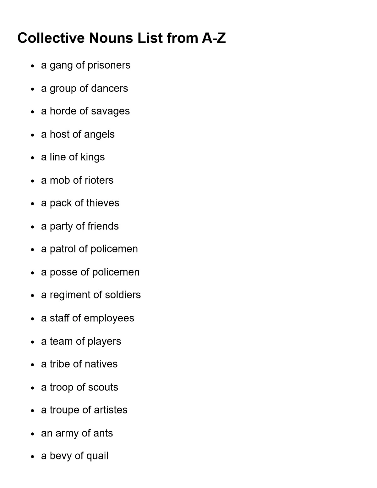 500+ Collective Nouns List