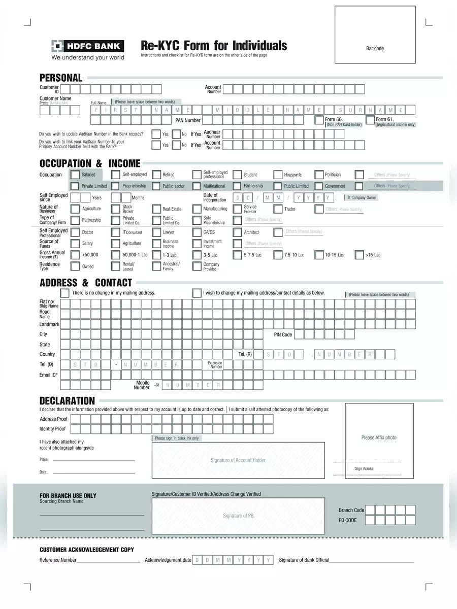 HDFC KYC Form