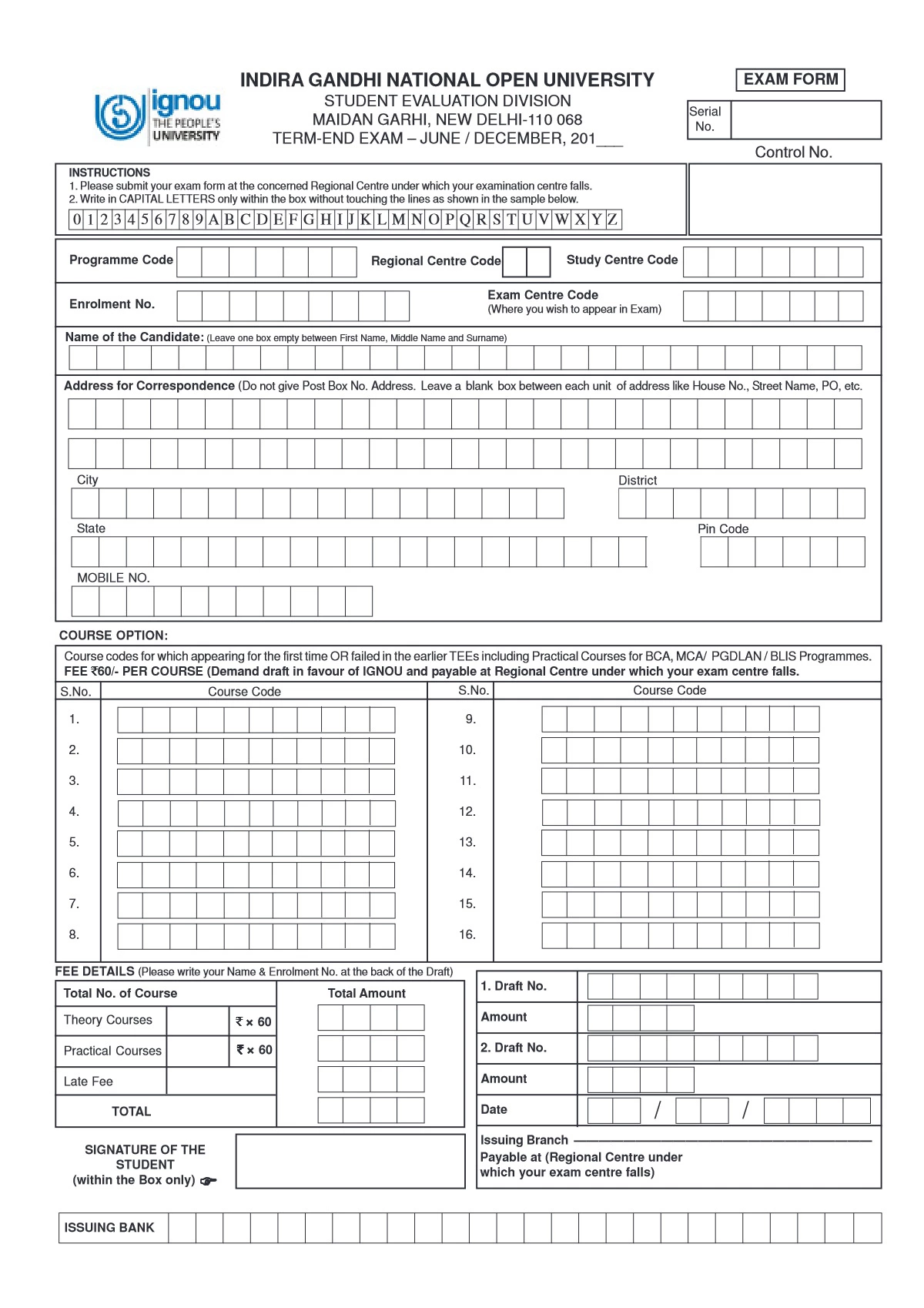 IGNOU Exam Form 2024 (Out)