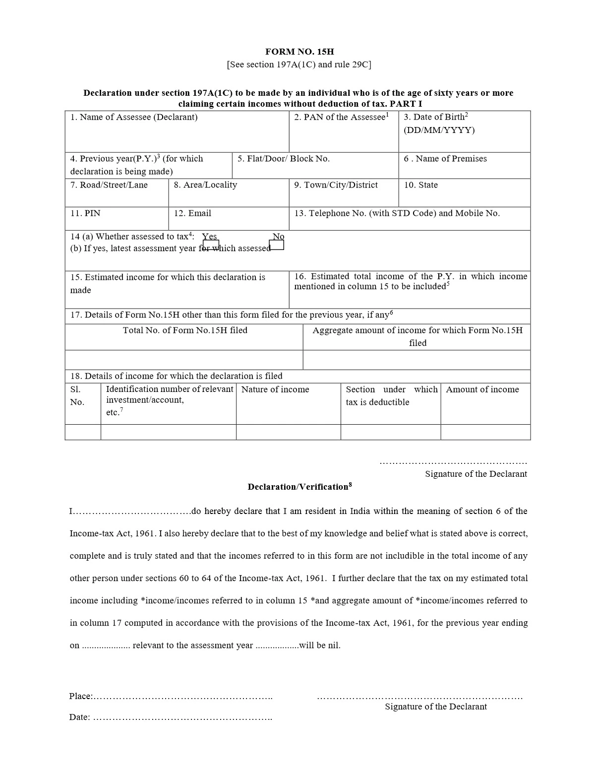 Post Office Form 15H - 1PDF