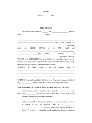 Rent Agreement Format