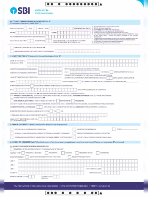 SBI Account Opening Form for Non Individuals