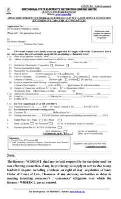 WBSEDCL Load Extension Form