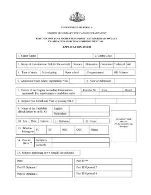Kerala Plus One Application Form 2024