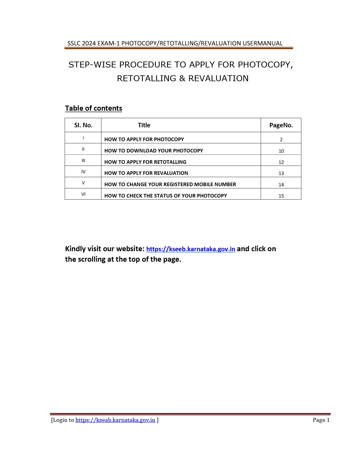 SSLC Revaluation Form 2024