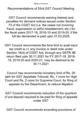 53rd GST Council Meeting Press Release