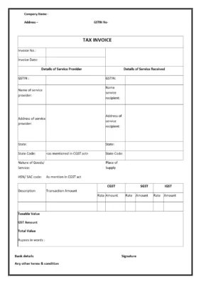 GST Bill Format Book