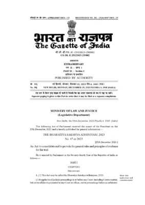 The Bharatiya Sakshya Adhiniyam Act 2024