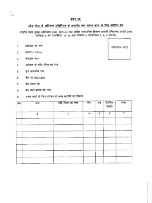 बिहार राशन कार्ड फॉर्म (Bihar Ration Card Form 2024)