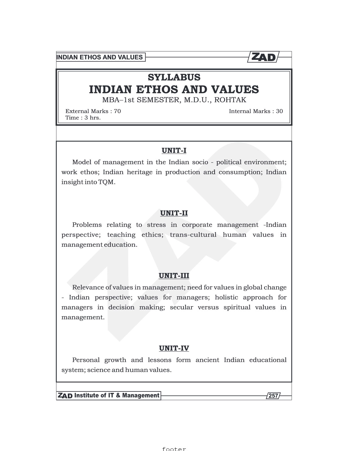 Indian Ethos and Values Management Book