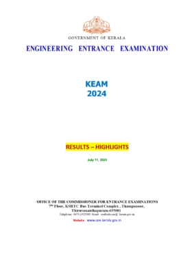 KEAM Rank List 2024 out