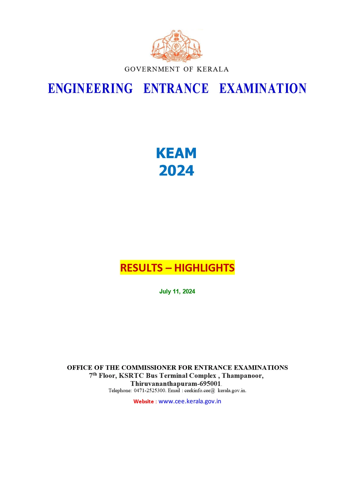 KEAM Rank List 2024 out