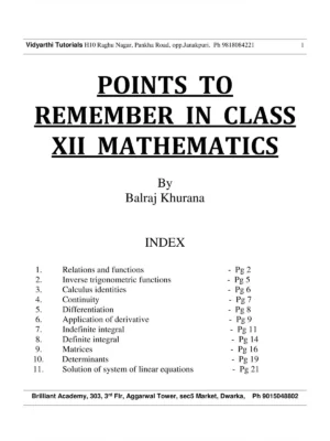 12th Maths Formulas List