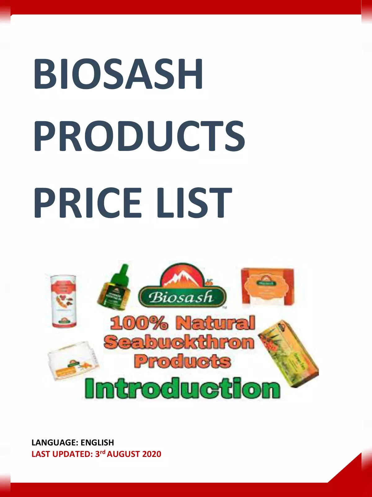 Biosash Products Price List