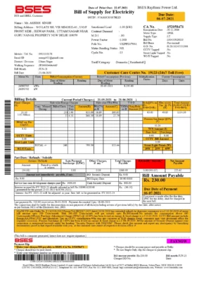 BSES Rajdhani Bill Download