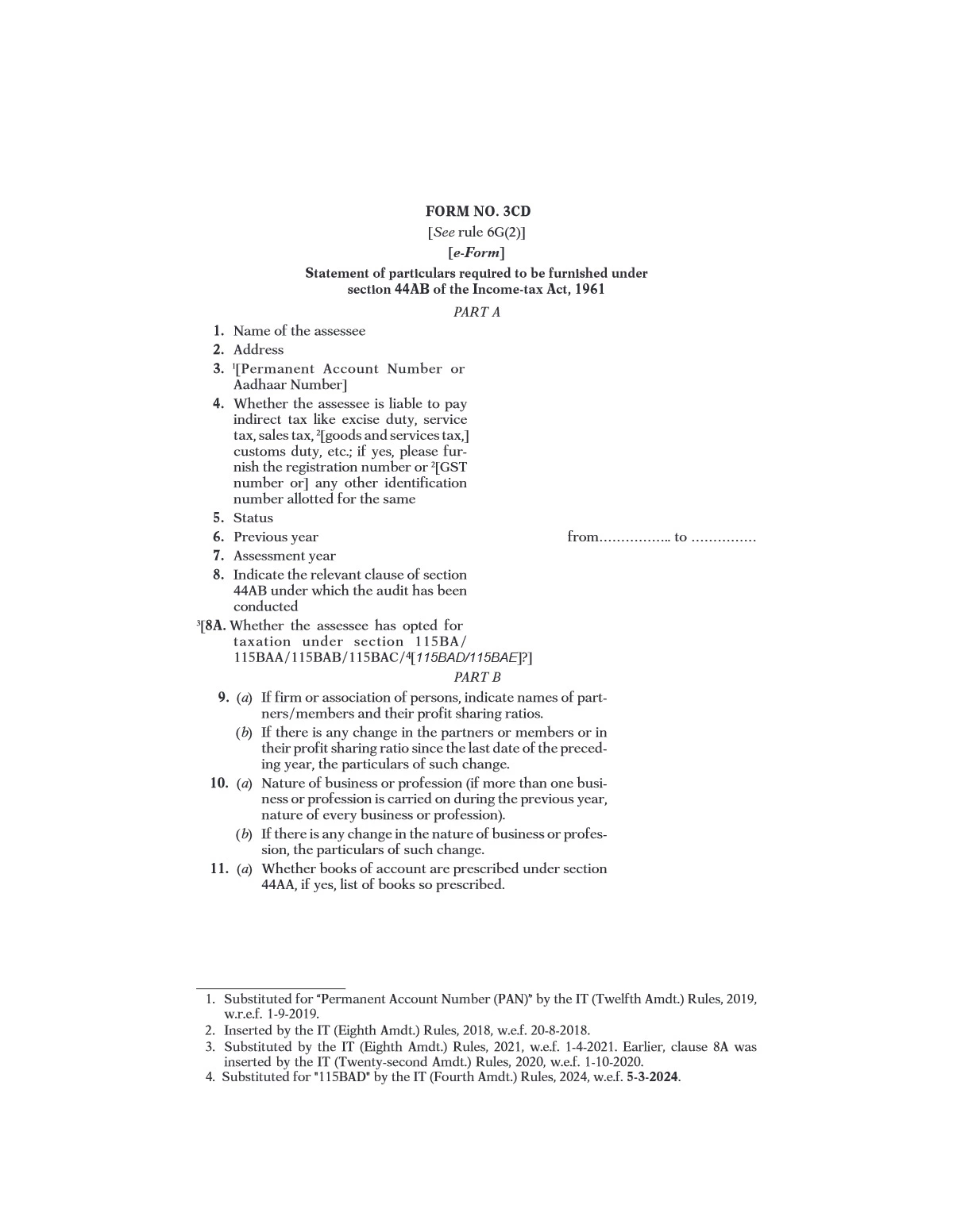 Form 3CD for AY 2024-25