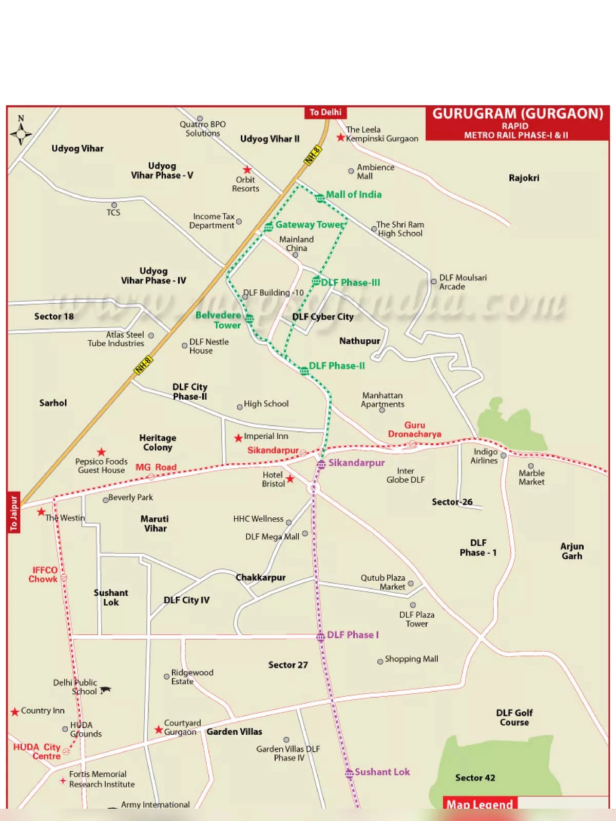 Gurgram Rapid Metro Map