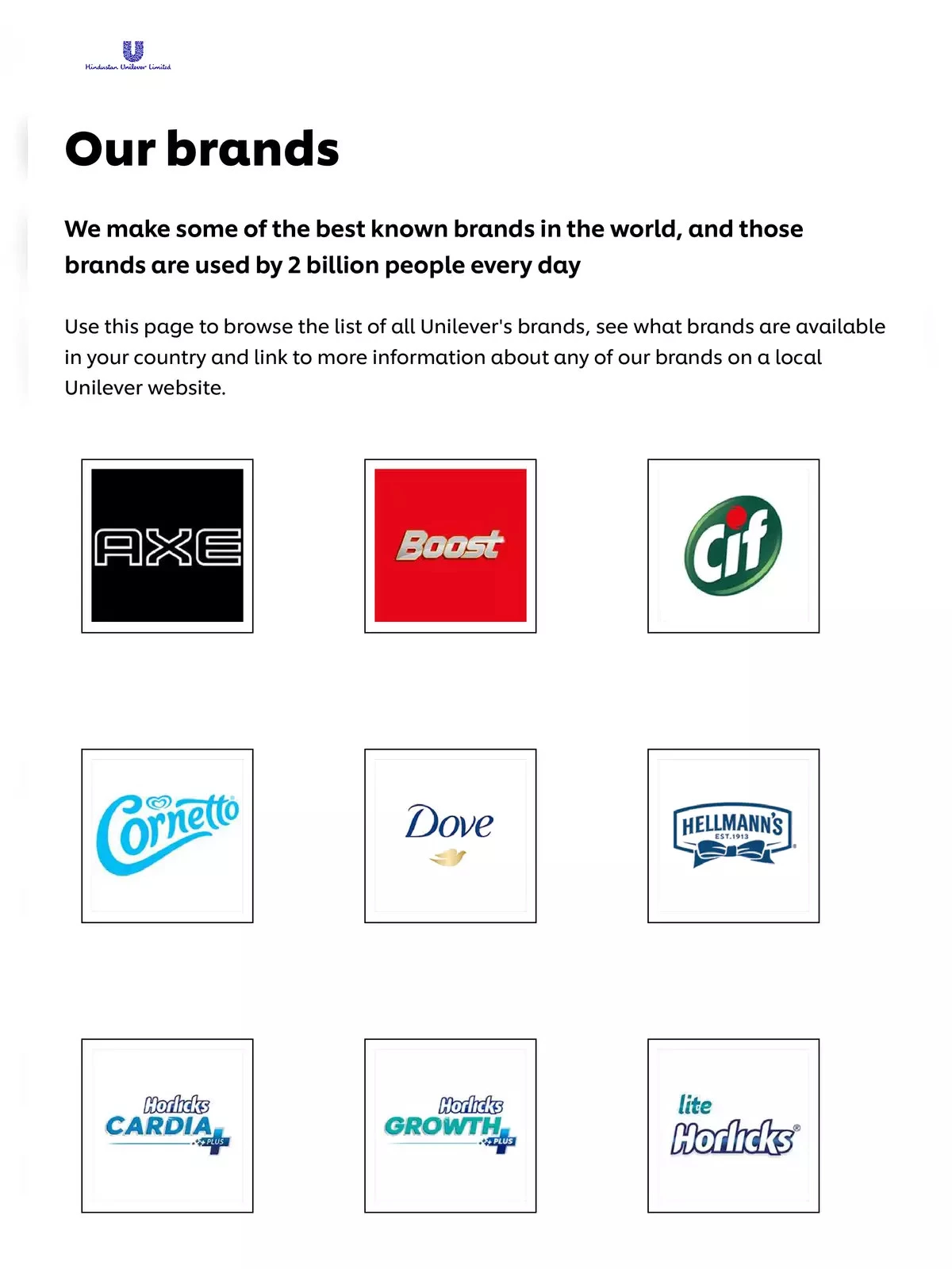 HUL Brand Products List in India