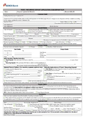 ICICI Fixed Deposite Application Form