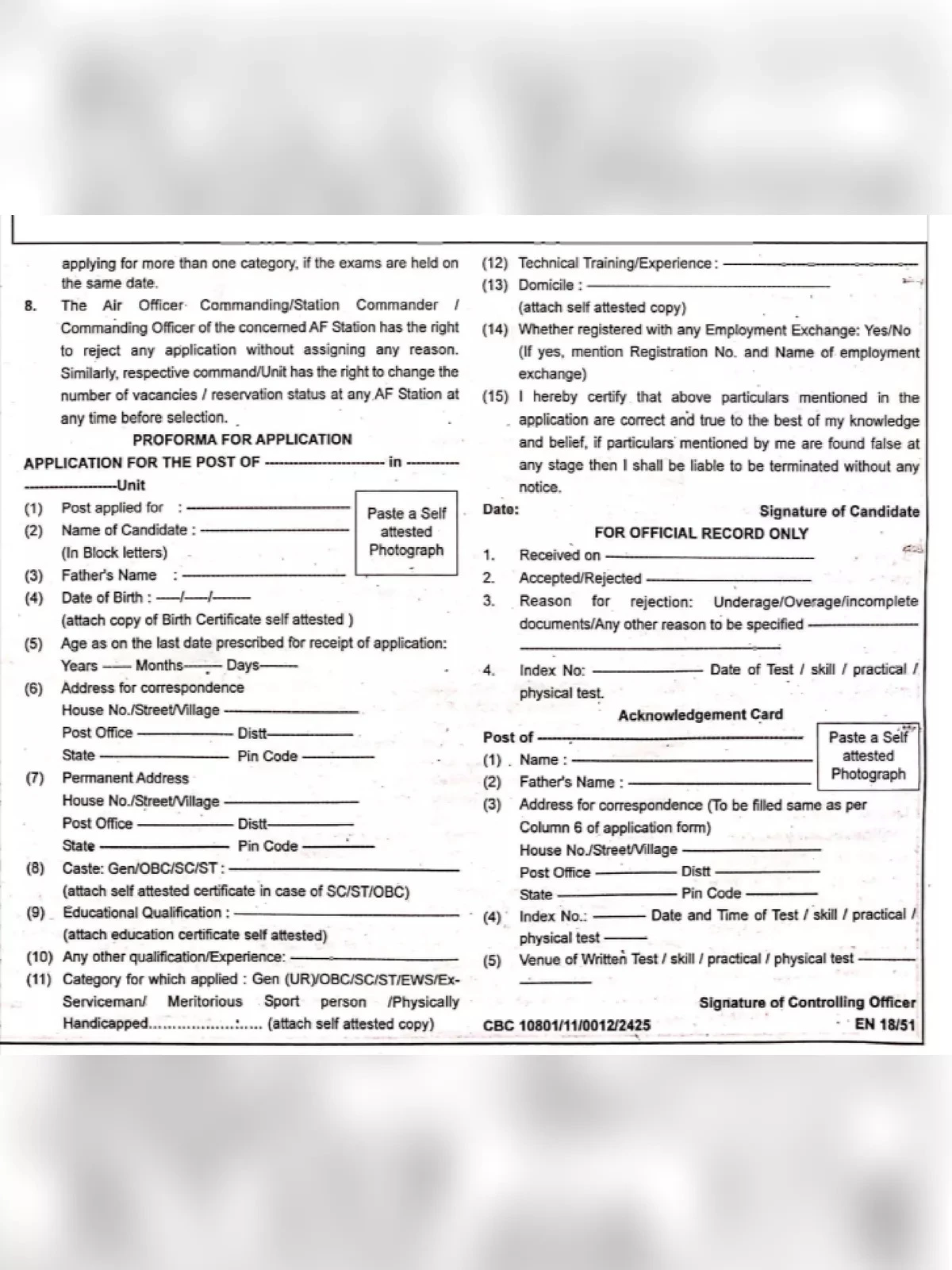 Indian Air Force Group C Application Form 2024