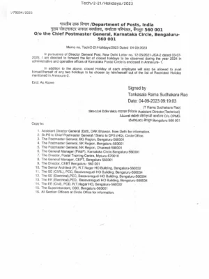 Karnataka State Government Holiday List 2024