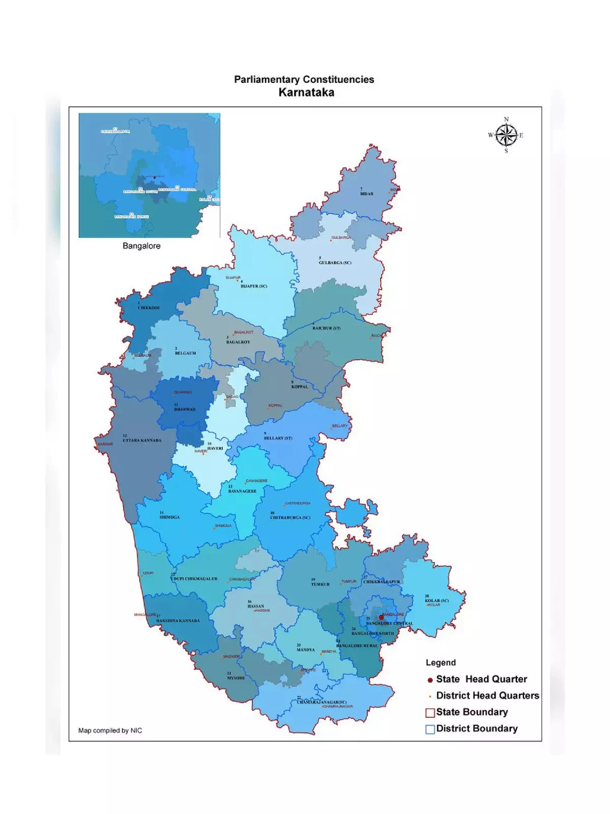 Karnataka Map with Districts and Taluks - 1PDF