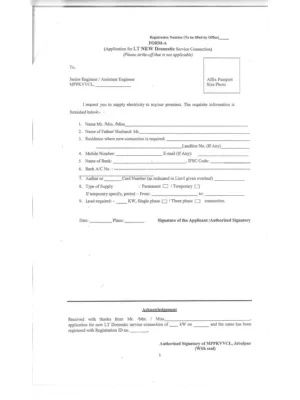 MPMKVVCL Electricity New Connection Form