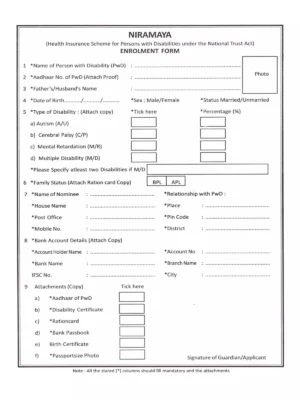 Niramaya Health Insurance Application Form Kerala