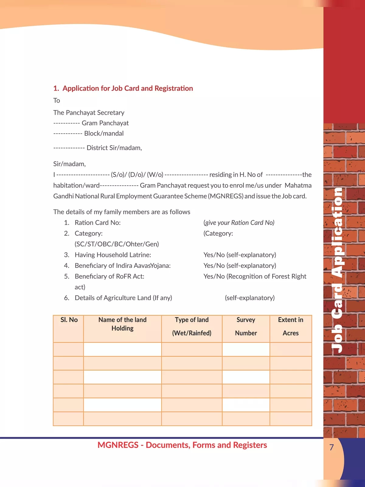 NREGA Job Card Form 2024