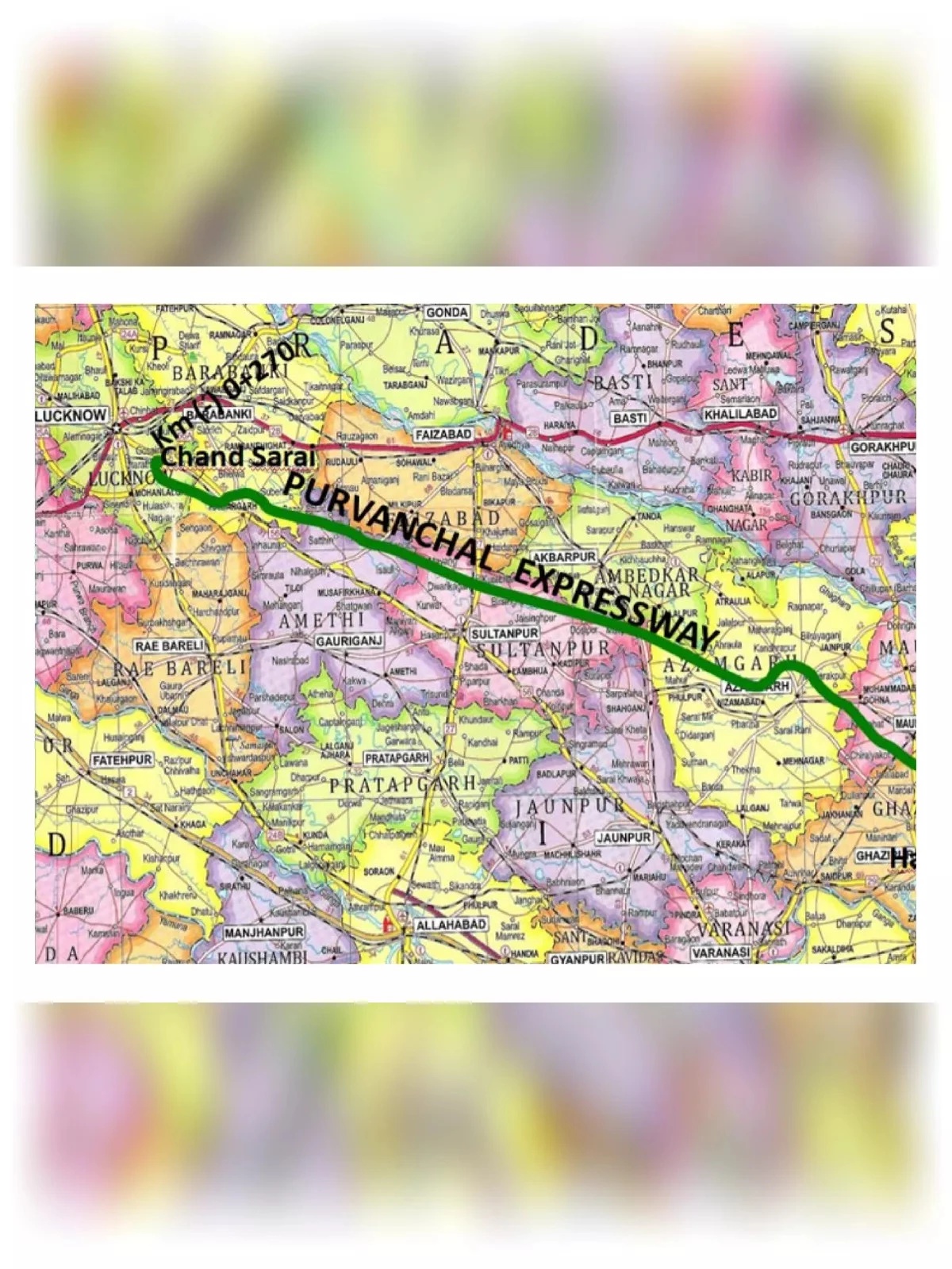 Purvanchal Expressway Map Route