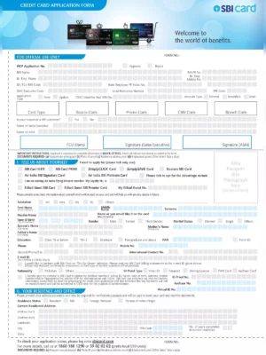 SBI Credit Card Application Form