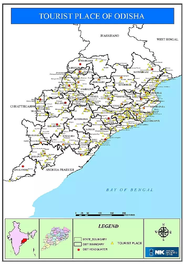 Odisha Tourist Map