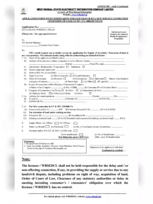 WBSEDCL New Connection Form