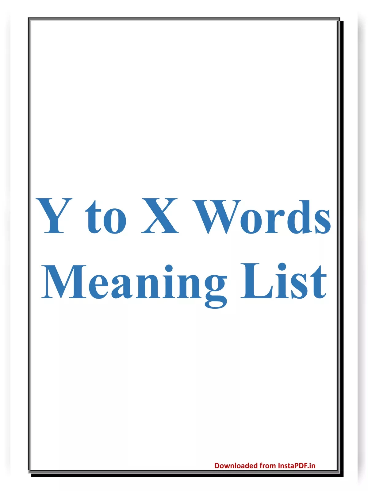 Y to X Words Meaning List