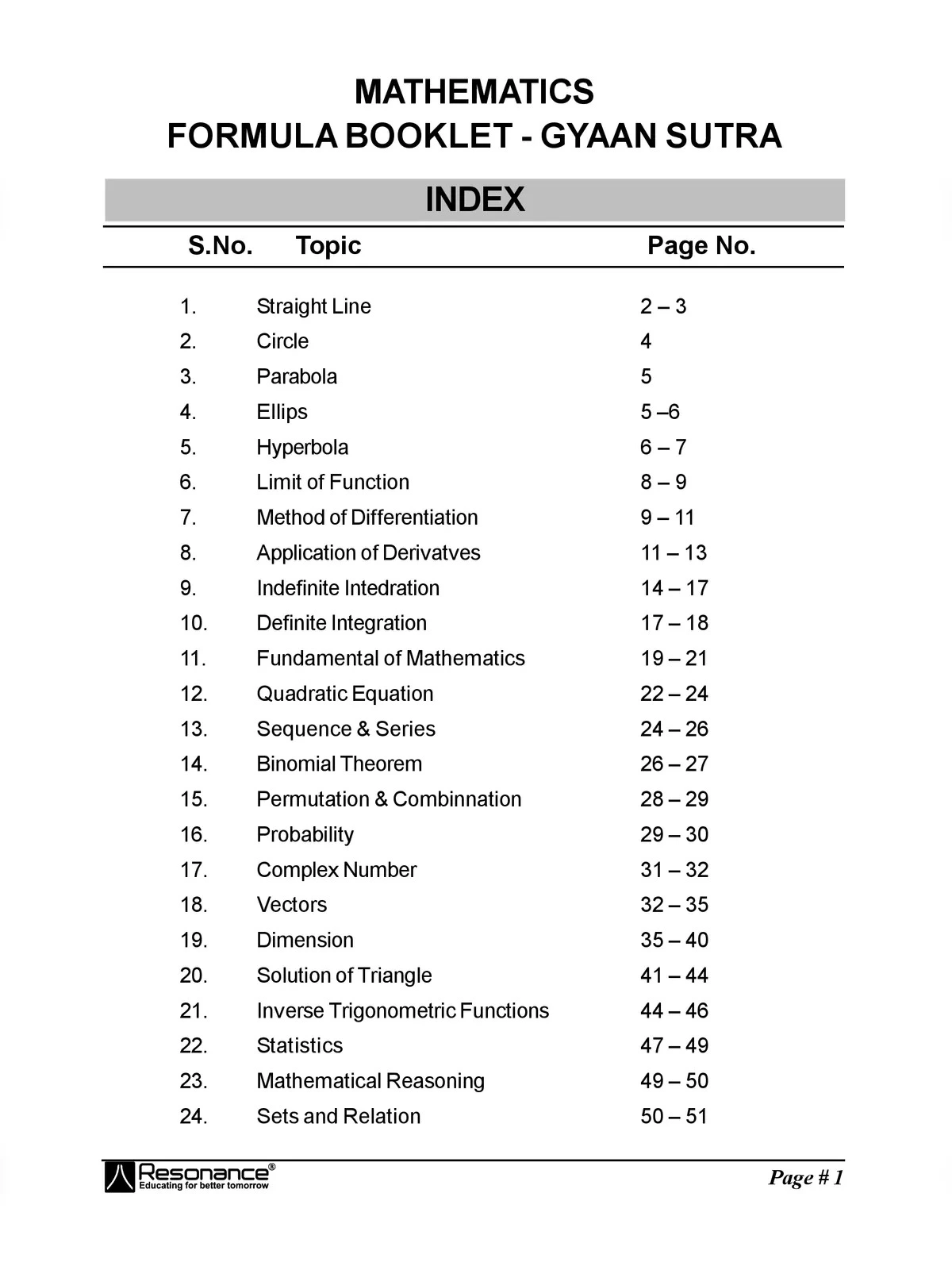 50 Maths Formulas