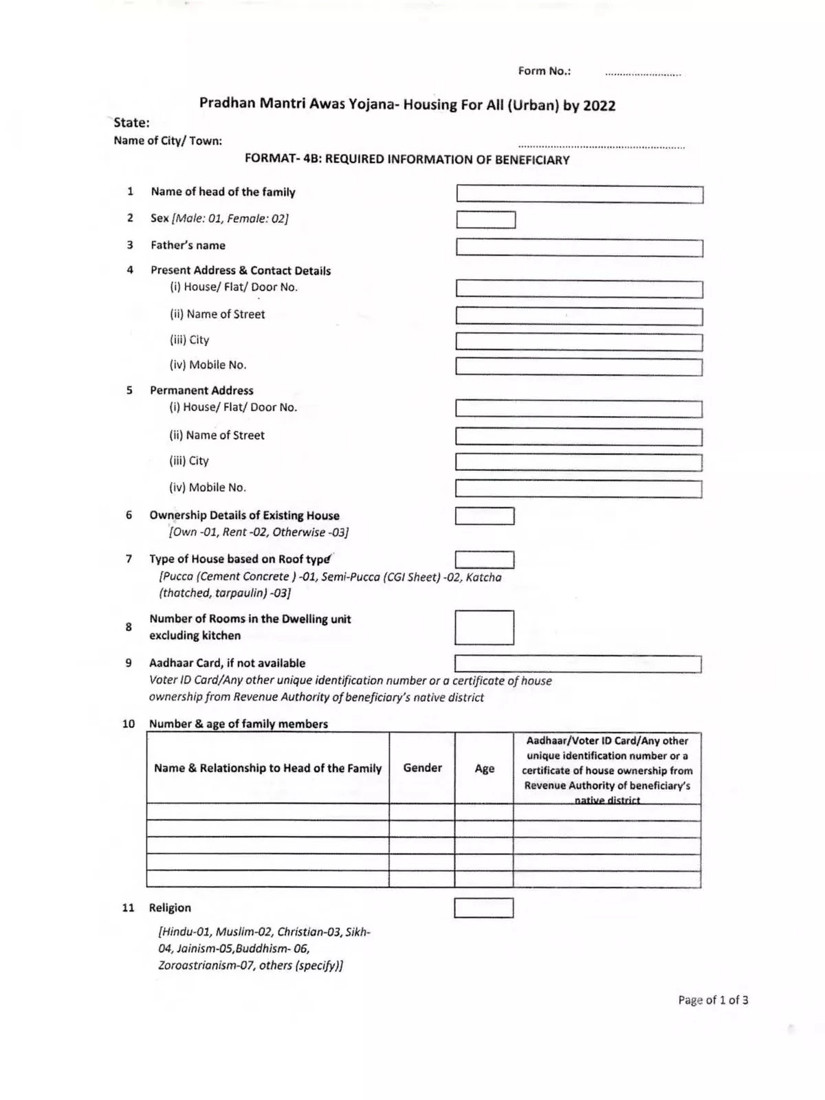 PM Awas Yojana Form [y]