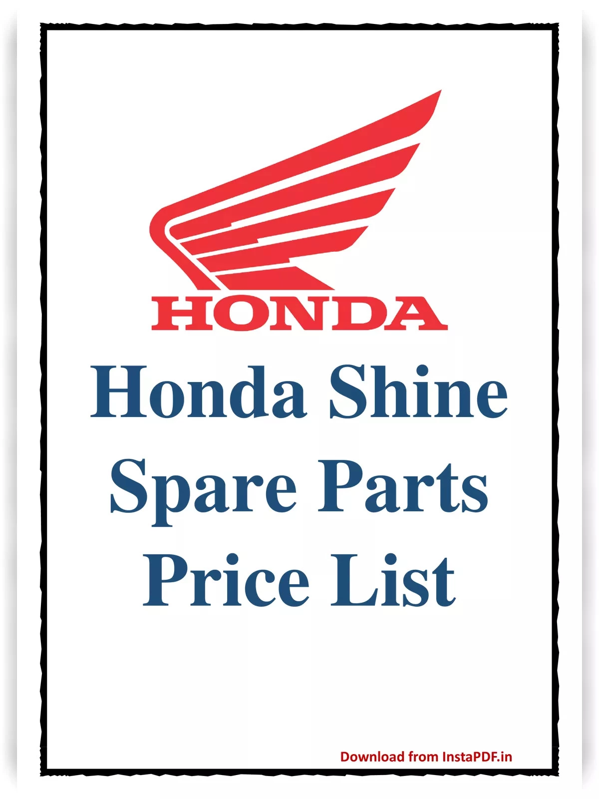 Honda CB Shine 125 CC Spare Parts Price List [y]